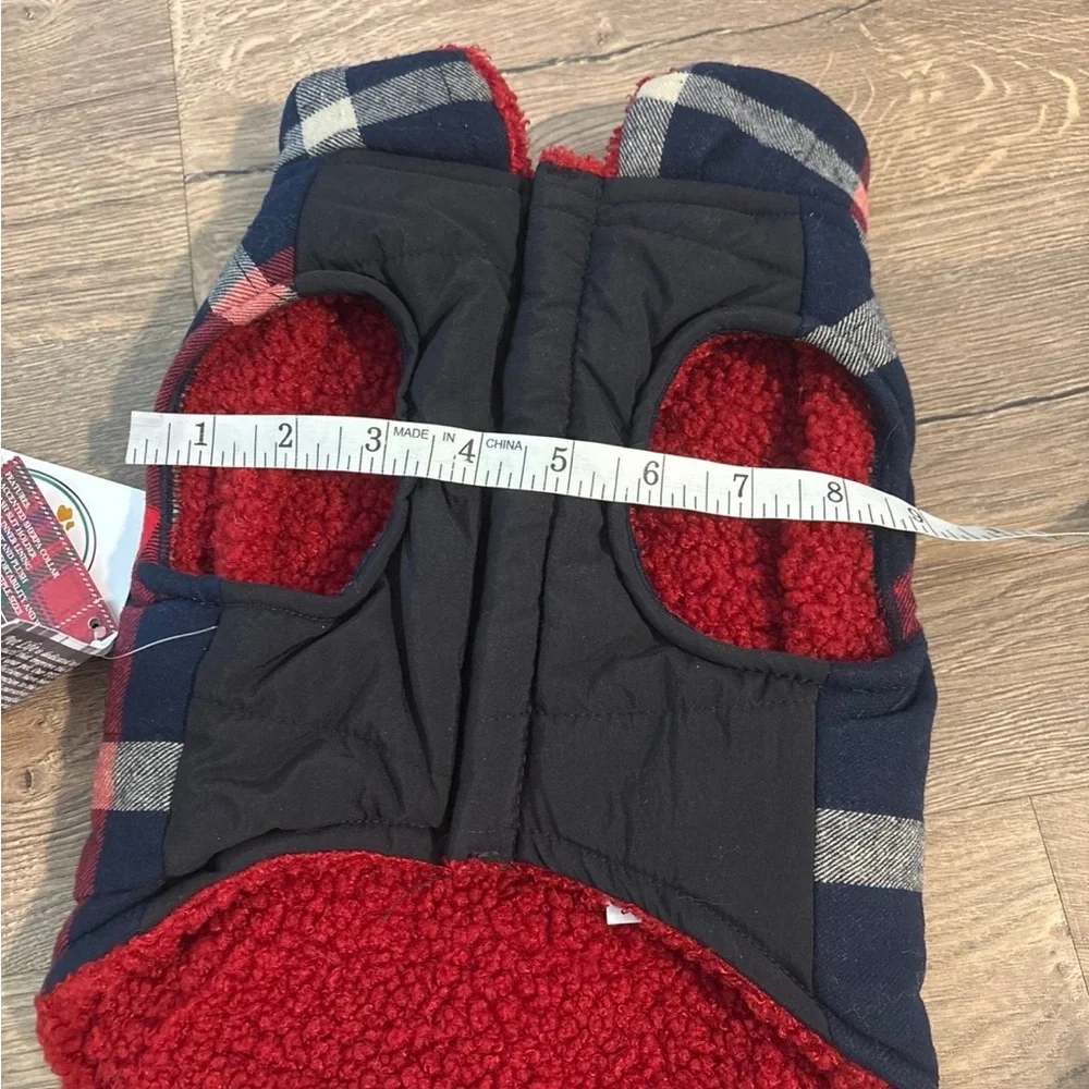 Pet Life navy and red Plaid dog jacket, S, NWT!